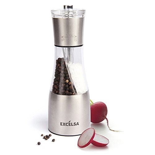 Macina sale Pepe, 2 in 1, Acciaio Inossidabile, Argento 47455
